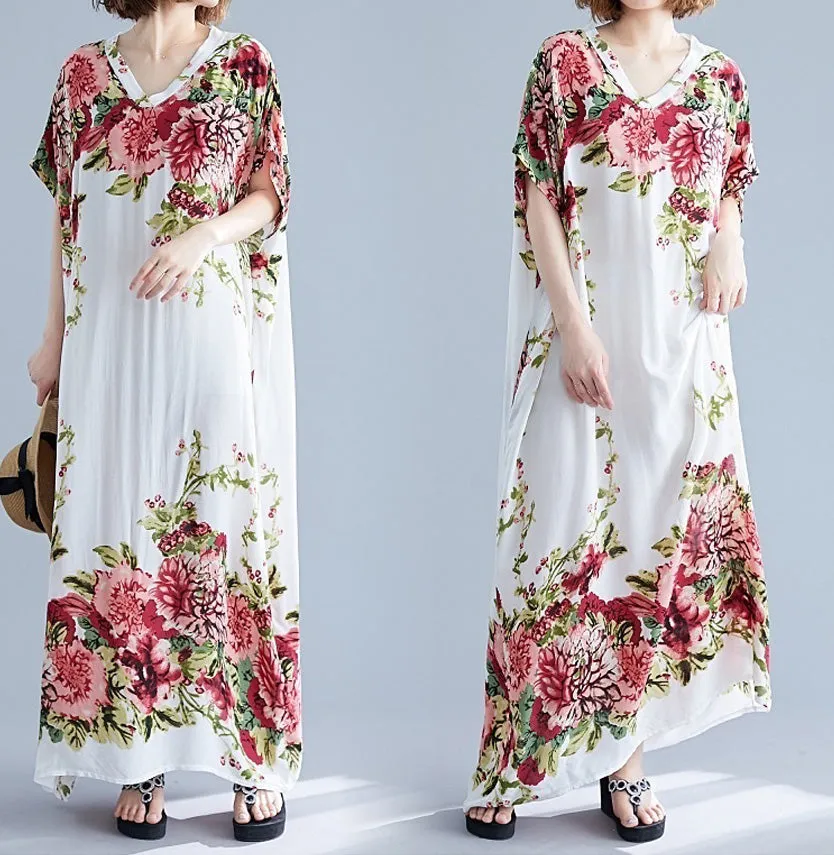 "Summer in Hilo" Floral Print Kaftan