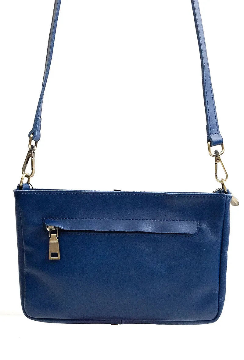 Sac Pochette Cuir Bleu Camille