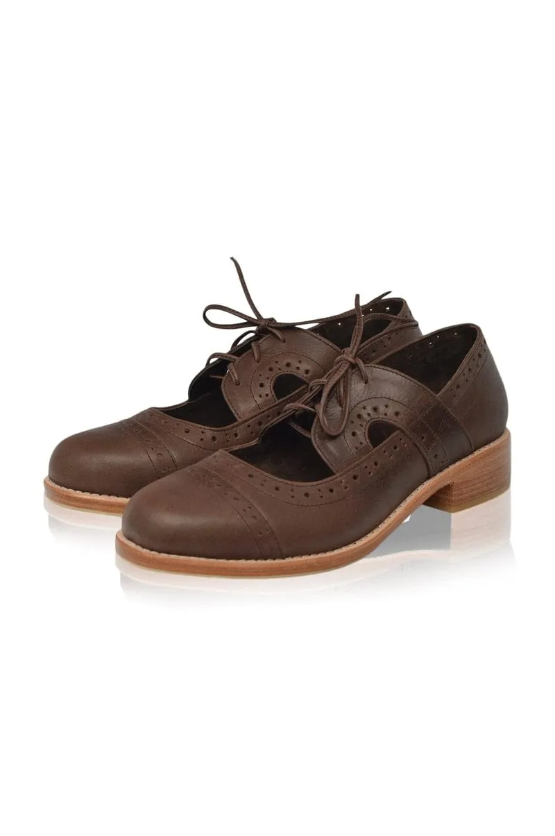 Scandinavia Leather Oxfords in Dark Brown