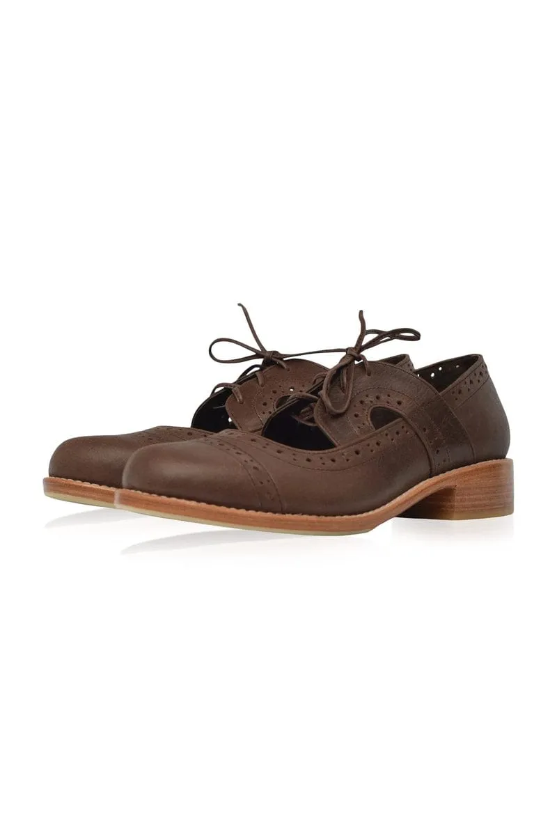 Scandinavia Leather Oxfords in Dark Brown