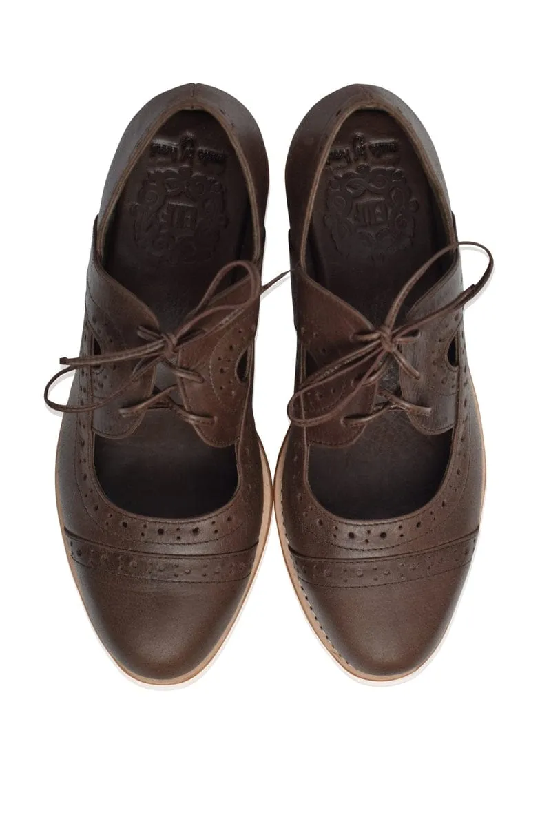 Scandinavia Leather Oxfords in Dark Brown