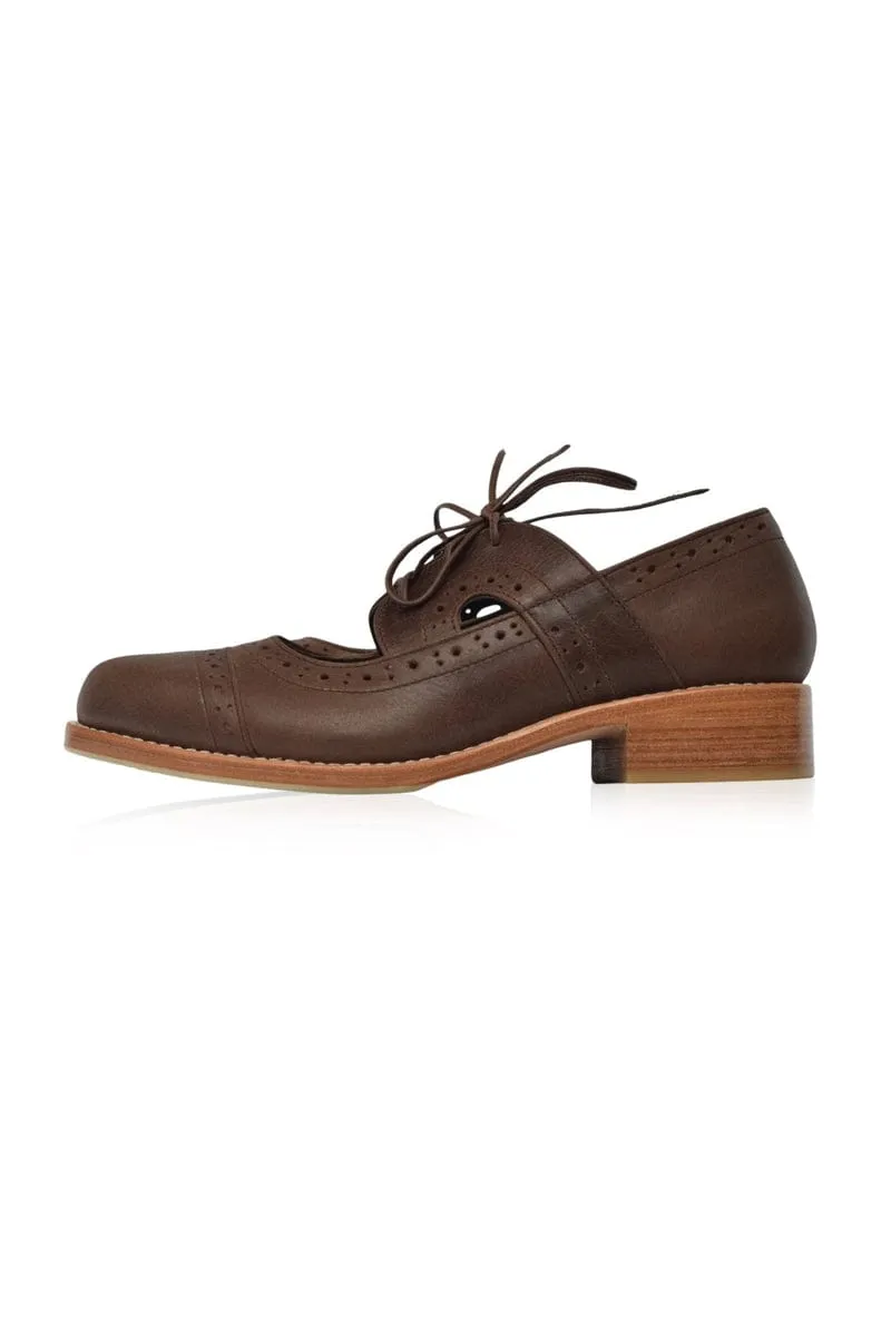 Scandinavia Leather Oxfords in Dark Tan