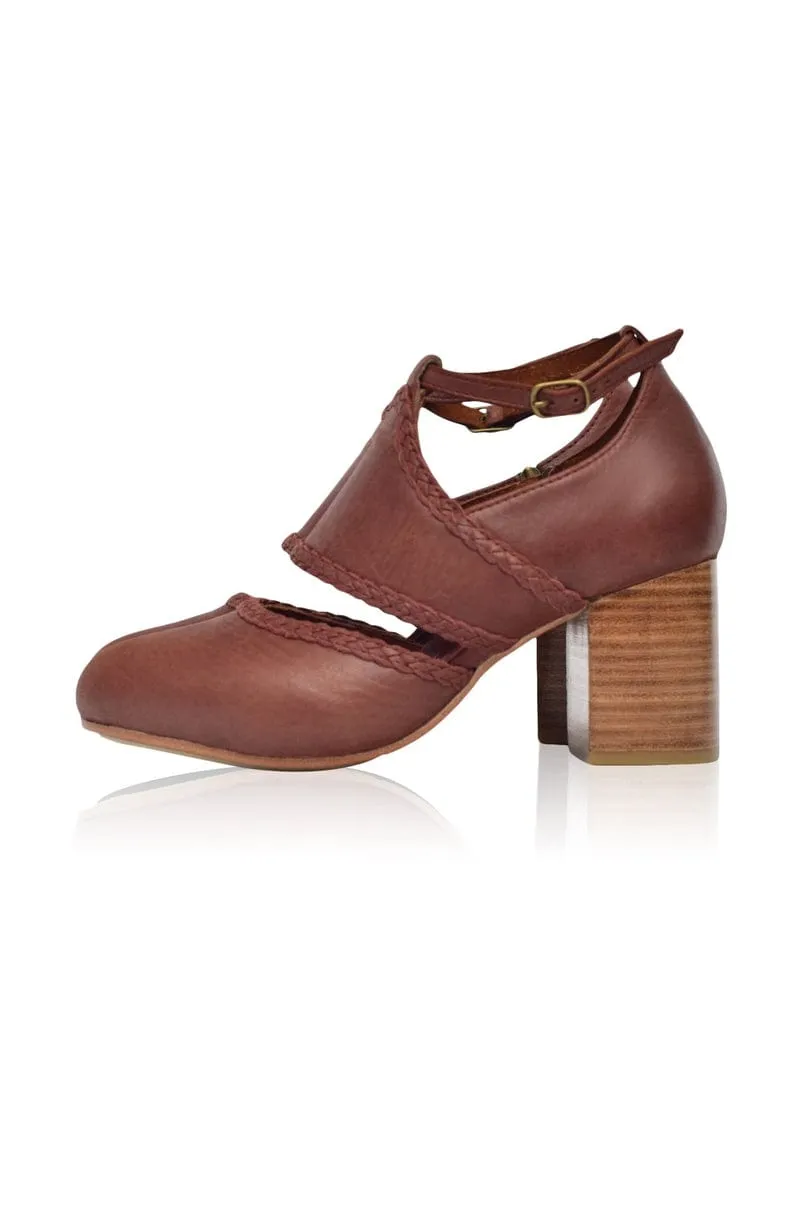 Serenity Leather Heels in Light Tan