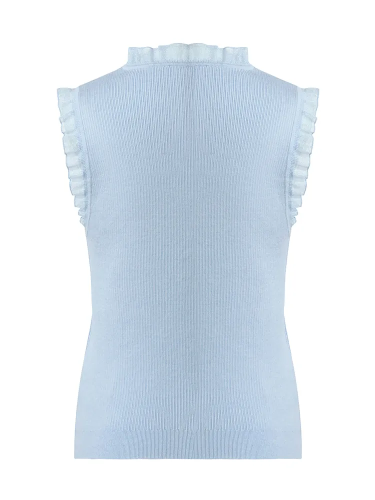 Tencel And Woolen Lace Ruffle Women Tank Top