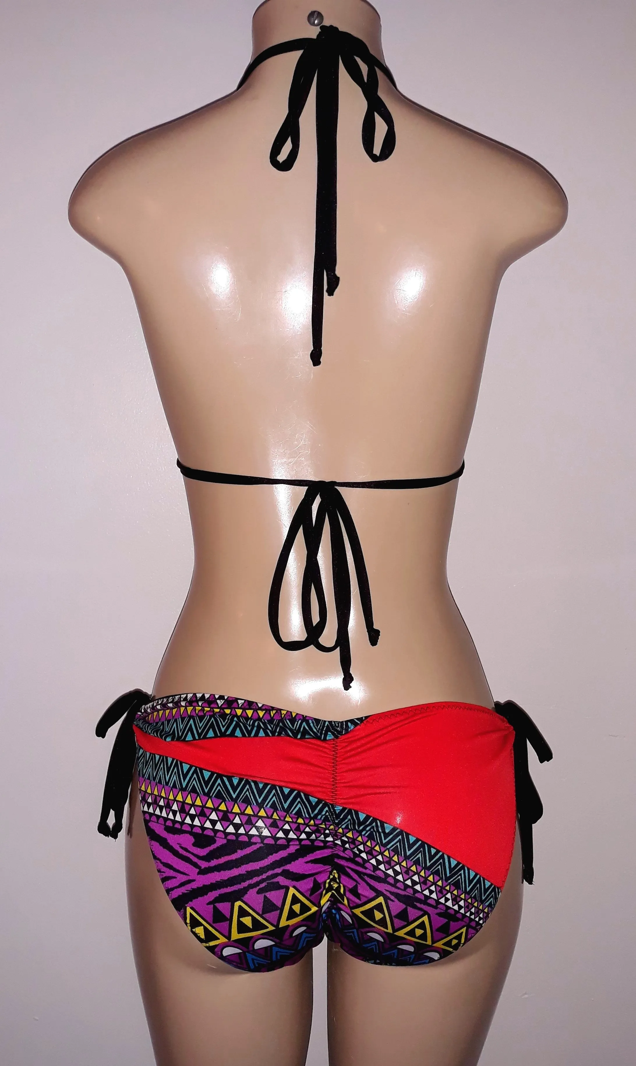 Tribal bikini triangle top and Tribal keyhole tie sides bikini bottom