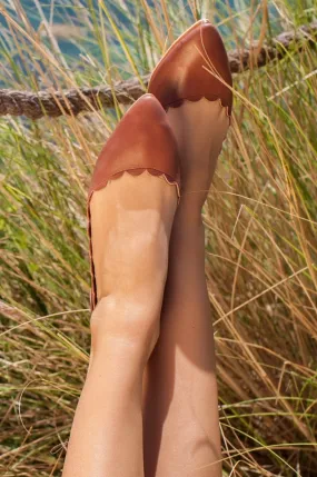 Valentina Leather Ballet Flats in Vintage Brown