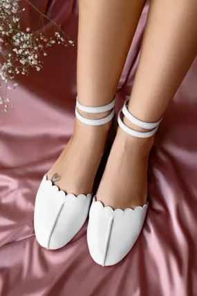 Venus Leather Flats in White