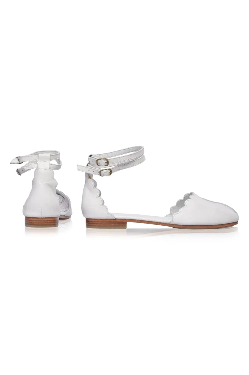 Venus Leather Flats in White