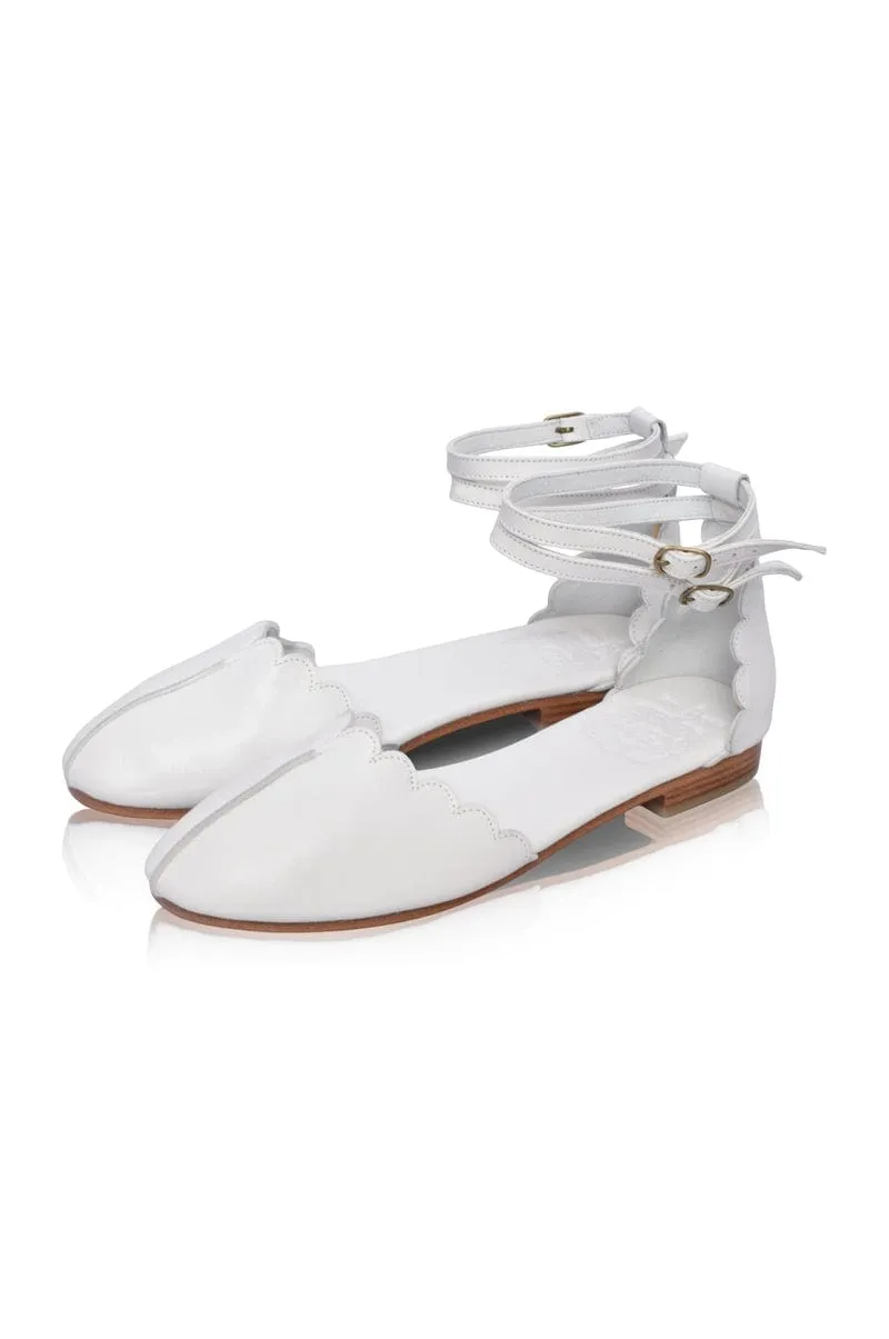 Venus Leather Flats in White